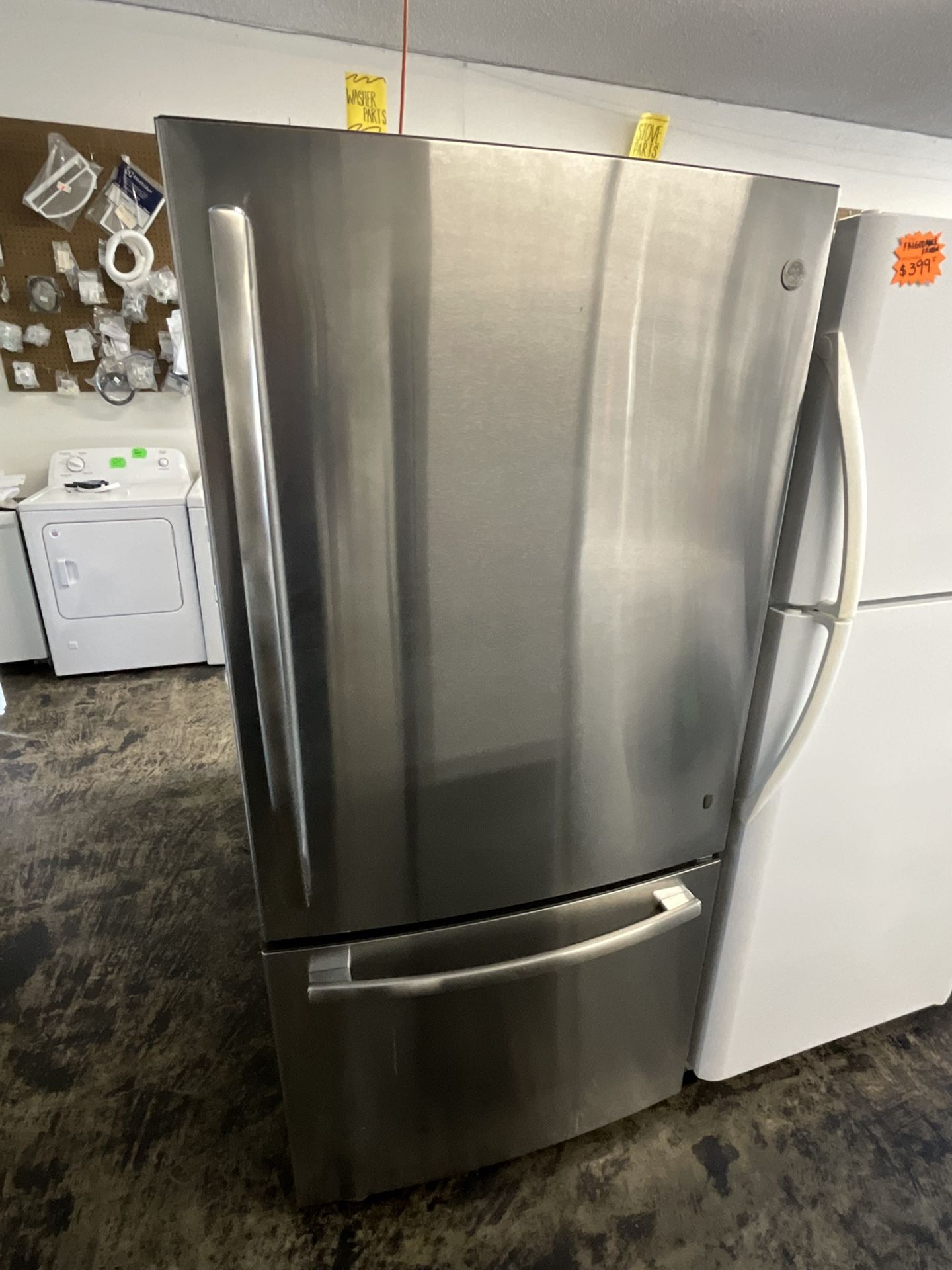 Stainless Steel GE 33 Inch Wide Bottom Freezer Refrigerator