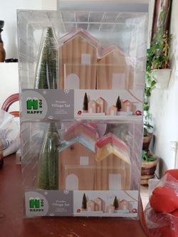 H For Happy Wooden Village Set
