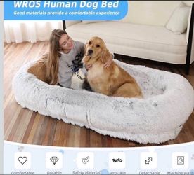 Human Dog Bed, Large Dog Beds for Humans Size Fits You and Pets, Washable Faux Fur Orthopedic Human Pet Bed for People Doze Off, Napping, Present Pill