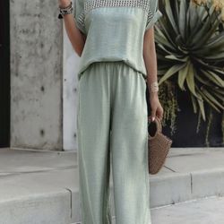 Casual Chic Short-Sleeved Trouser Set