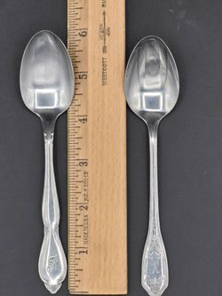 Set of 2 Vintage CustomCraft Stainless Steel  Spoons, 6", Monogram