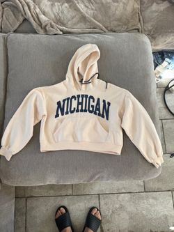 Women's Michigan Cropped Hoodie Cream Size M