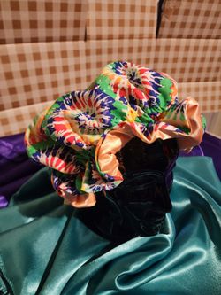 Tye and Dye Me Happy Bonnet w/Orange Satin