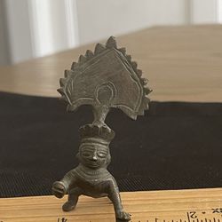 Baby Krishna Deity Brass holding Butter Ball