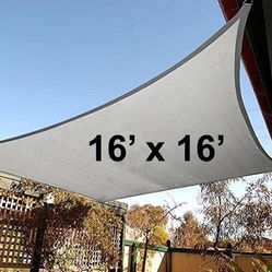 Brand New $40 Square 16x16 FT Sun Shade Sail Outdoor Canopy Top Cover 185GSM 95% UV Block w/ Ropes