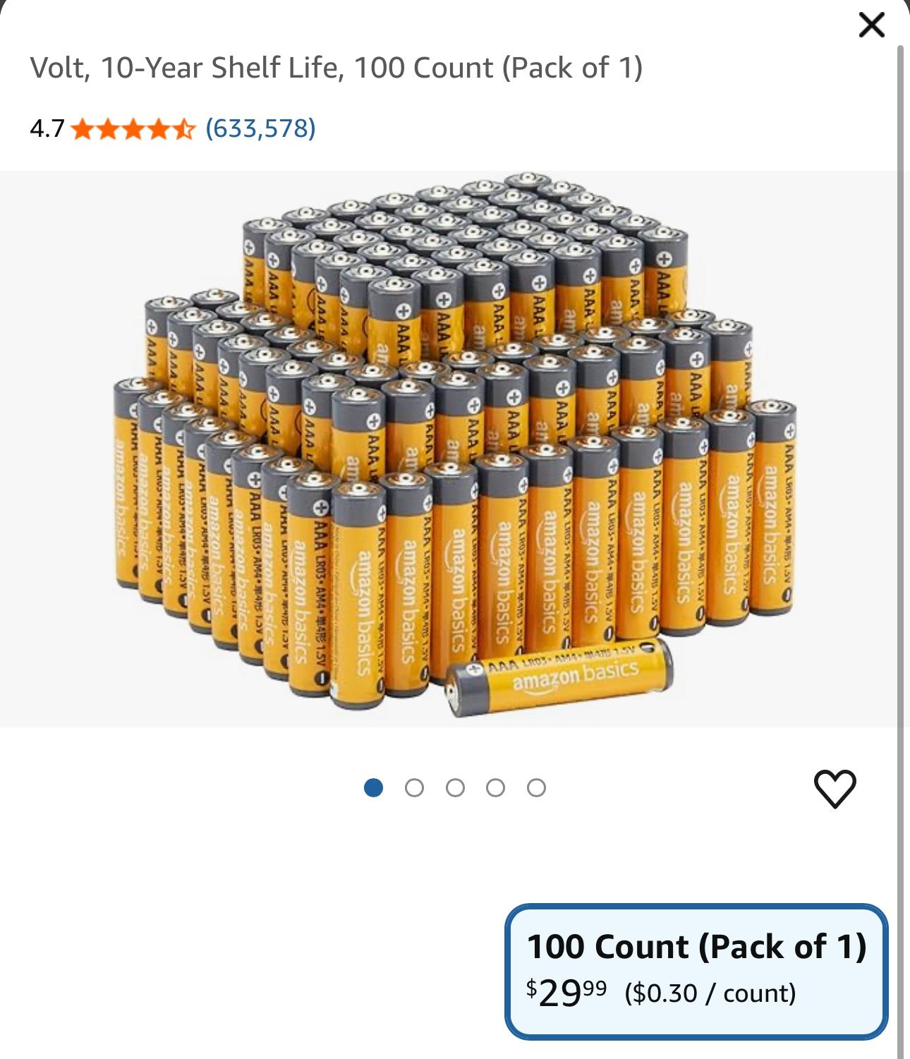 Amazon basics AAA Batteries 100 count
