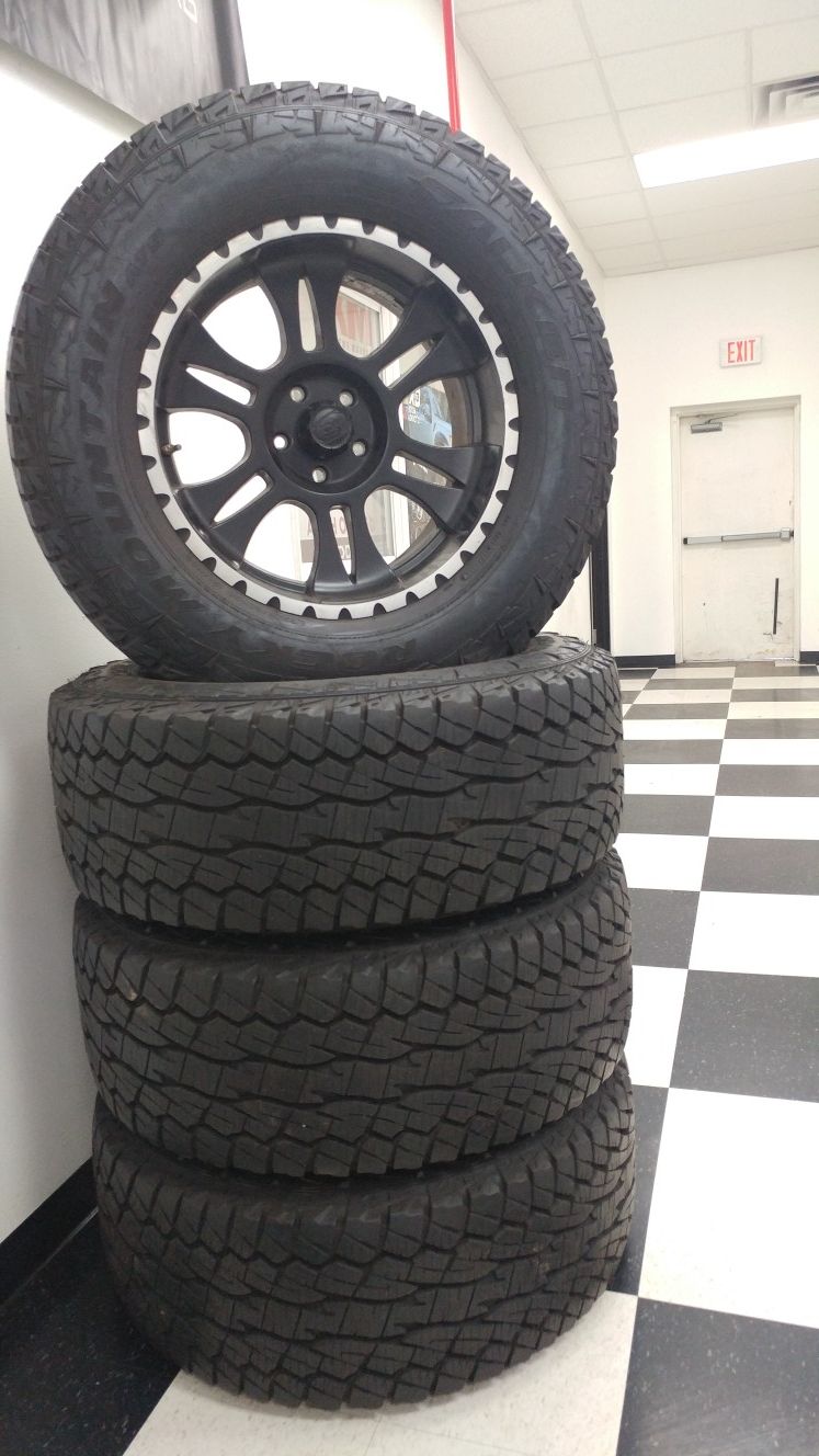 20" Ion Rims with 325/60r20 Falken Rocky Mountain Ats 5x127 5x5 Jeep Wrangler for Sale in