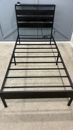 Twin size bed frame and mattress