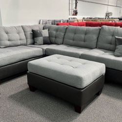Brand New L Shape Sectional Sofa Couch With Ottoman(Free same day Delivery)