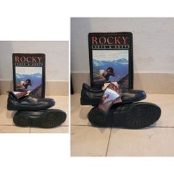Rocky Shoes & Boots Black Leather Plain Toe Women Shoes, Church Shoes, Formal Dress Shoes, Boat Shoe