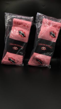 Pink chrome heart socks