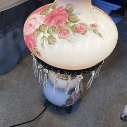 Vintage, Hand Painted Rose Lamp 