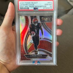 2020 Panini Select Ja’Marr Chase XRC Prizm Redemption Rookie PSA 10