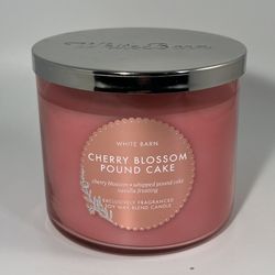 Bath & Body Works White Barn Cherry Blossom Pound Cake 3-Wick Scented Candle NEW