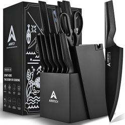 Kitchen Knife Set with Block 15-Piece with Built-in Sharpener