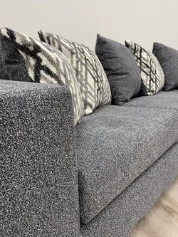 Grey New 📦 Sectional couch/sofas in Thick Fabric - 110- Sectional - Same Day Delivery Available 