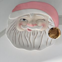 Winking Santa Plate Pink
