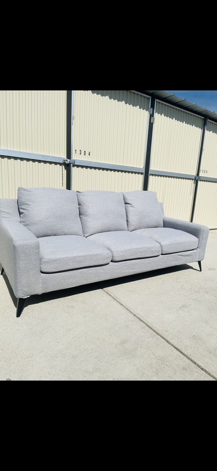 Brand New Light Gray Mid-Century Modern Sofa
