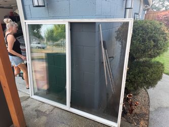 Large White Sliding Window with Frame