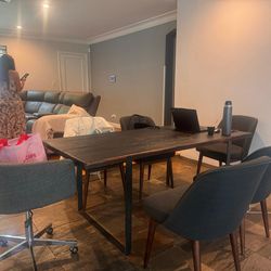 Wood Table with 6 chairs