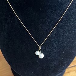 Genuine 18 K Yellow Gold Chopin Chain Natural Pearls 