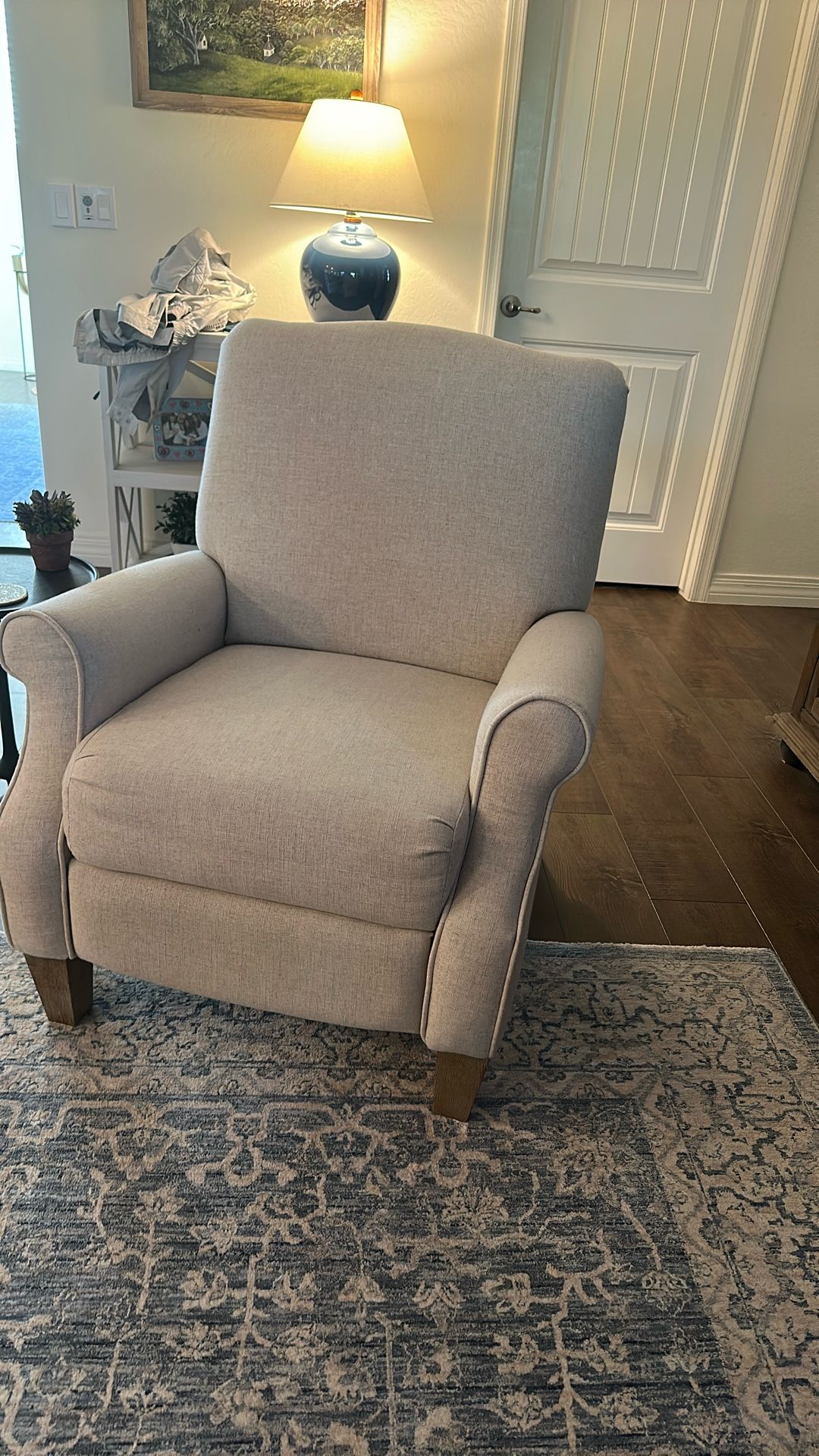 Two Reclining Linen Chairs 