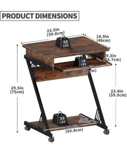 Small desk with rollers