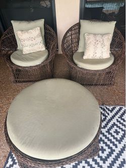 3 piece outdoor wicker set with ottoman