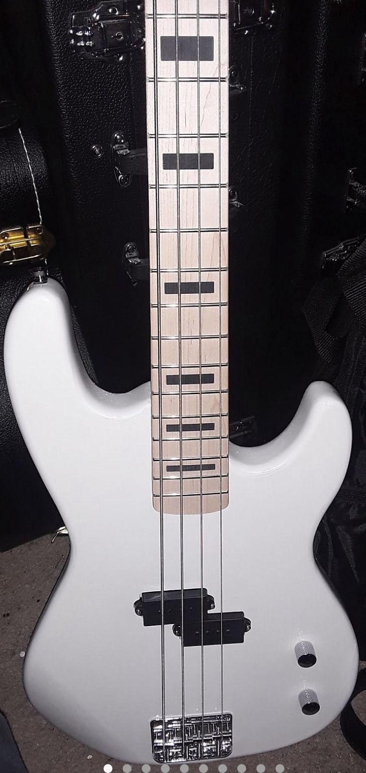 New White Bass Guitar Starter Kit Glarry No Pickguard