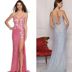 New With Tags Dave & Johnny Sequin Floral Long Formal Dress & Prom Dress $145