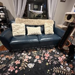Macys Blue Leather Couch