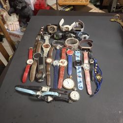 Lot Of 28 Non-Working Watches, Great For Watchmakers, Repair, Hobbyists & For Parts 26 Watches & 2 Pocket Watches-ALL 28 FOR $10 FIRM