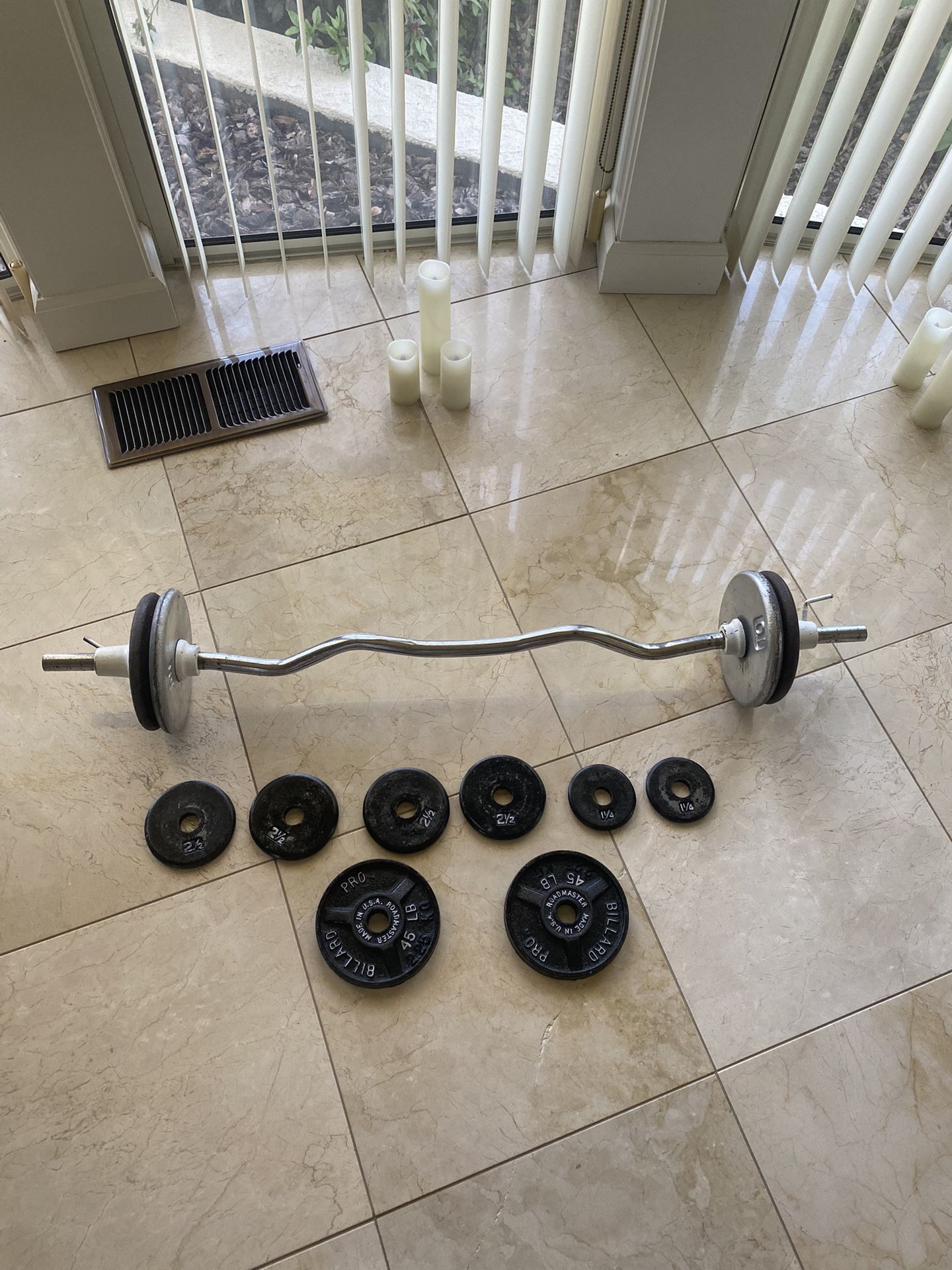 15 lbs Curling Bar with Weight Clips 