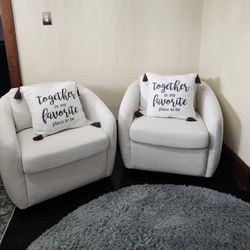 Off White Swivel Chair 2pcs
