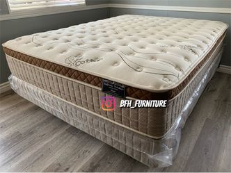 12in Full Size Organic Cloud Comfort Europillow Top Mattress and Boxspring