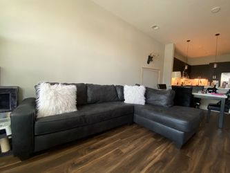 Black Soft Faux Leather Sectional Sofa