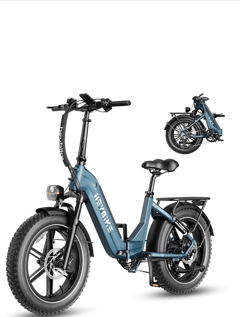 Heybike Ranger S Electric Bike for Adults, Foldable 1400W Peak Motor Ebike, 20" x 4.0" Fat Tire Step-Thru Electric Bicycle, 48V 14.4AH Removable Batte
