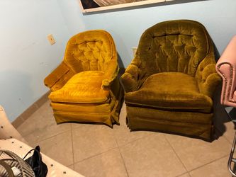 Pair of Vintage Tufted Velvet Accent Chairs