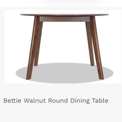 Bettie Walnut Round Dining Table