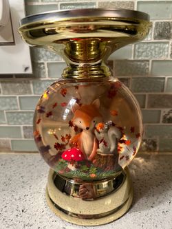 Bath & Body Works Forest Friends Fox/Squirrel Water Globe Candle Holder Lights Up w/ Motion