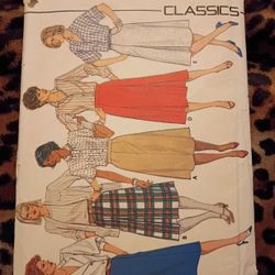 VINTAGE BUTTERICK PATTERN 6550 A-LINE SKIRT PLEAT VARIATIONS  SIZE 8-10-12.
