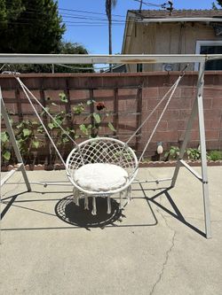 Macramé hanging swing chair with cushion, no hardware included