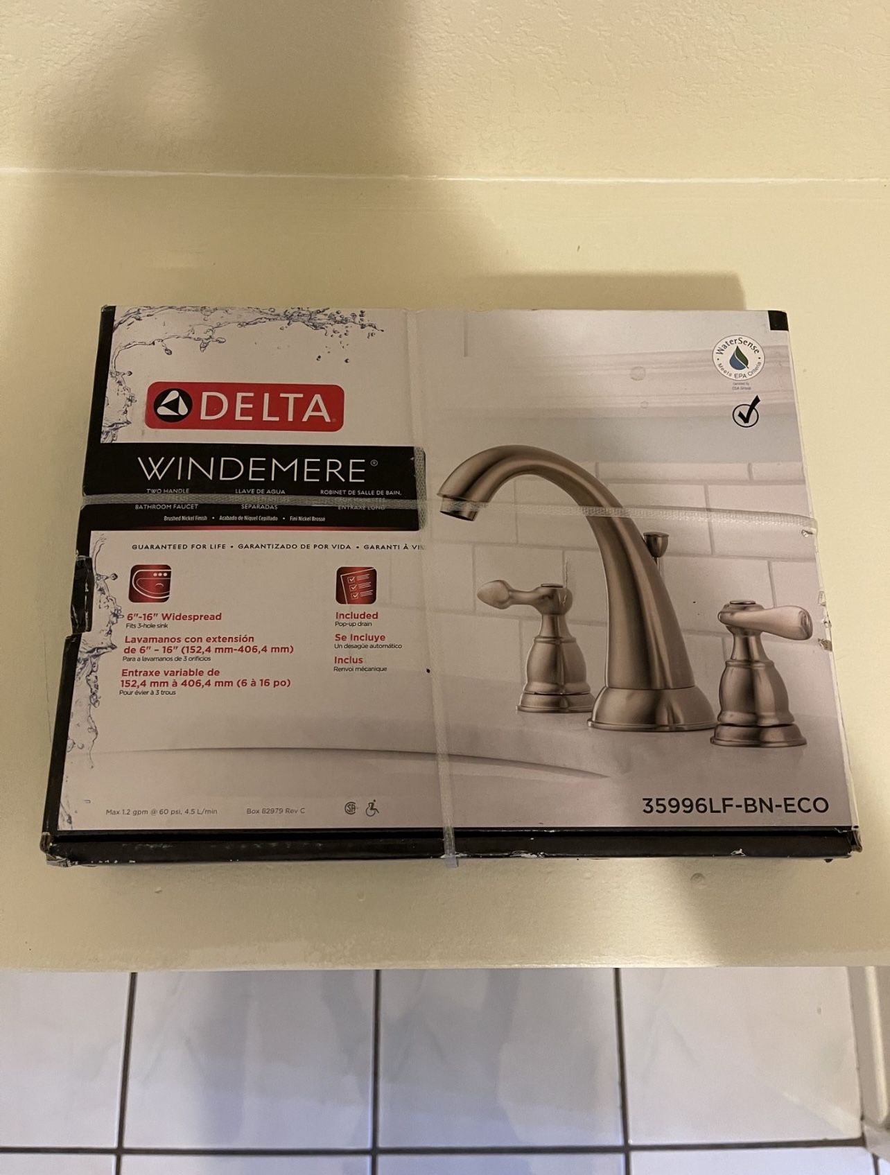thumbnail image 2 of Delta Windemere Widespread Bathroom Faucet – Brushed Nickel, 3-Hole, High Arc (35996LF-BN-ECO) 2 of 5