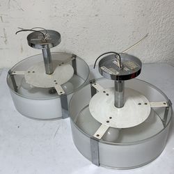 Pair of Modern Hampton Bay Chrome Drum Ceiling Lights