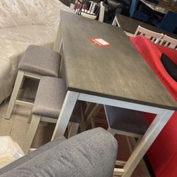 36 inch high table and four stool 699 ready to go limited quantity so hurry