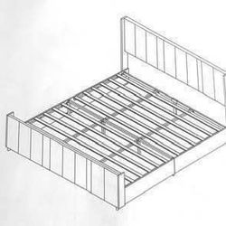 Like New King Size Bed Frame Velvet Upholstered Vertical Channel Headboard & Footboard Grey