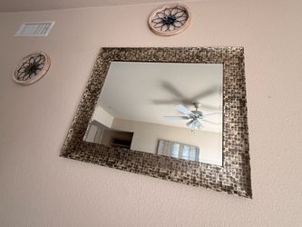 Large Wall Mirror with Mosaic Tile Frame