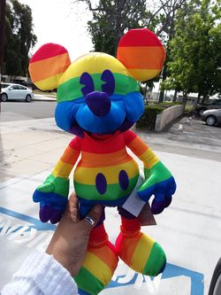 Disney store exclusive Rainbow Mickey Mouse Plush. Limited edition.