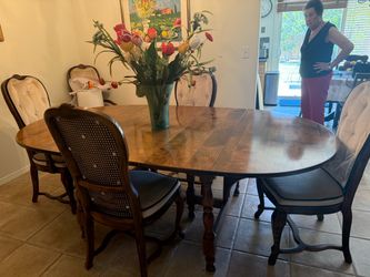 Wood Dining Table with 6 Chairs