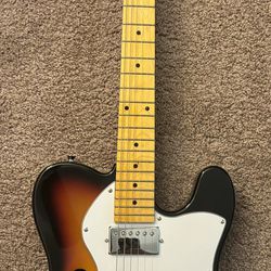 Donner 39 Inch Jazz Electric Guitar TL Thinline F Hole Beginner Full Size Hollow Guitar with H-H Pickups,Bag, Strap, Cable,Sunburst(DJC-1000S)